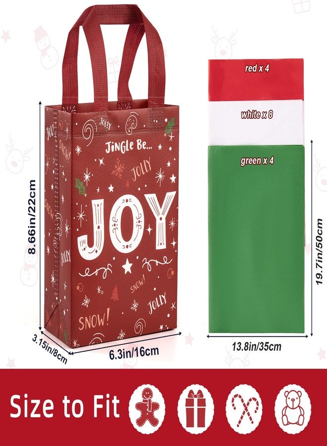 YANGTE Small Christmas Gift Bags 16 Pack with Tissue Paper & Handles, 8.66"×6.3"×3.15", Reusable Non-Woven Xmas Gift Bags Bluk for Presents Goody Cookie Holiday Parties - Image 2